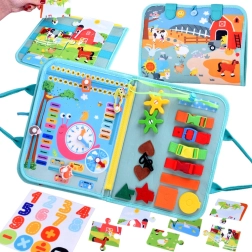 Montesori maņu grāmata ar aktivitātēm bērniem