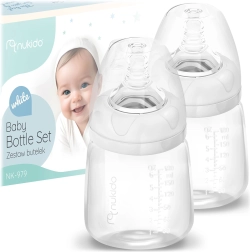 PP zīdaiņu pudelīšu komplekts 180 ml, 2 gab., NUKIDO ar silikona dinamisko knupīti