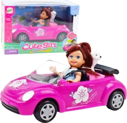 Mini Doll with Pink Convertible and Puppy