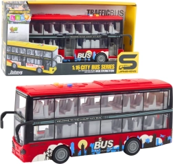 City double-decker bus 1:16 with friction drive, lights and sounds – red