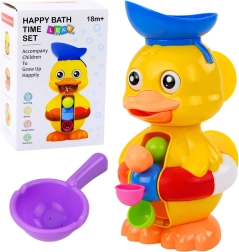 Interactive bath toy duck with water mill and suction cups