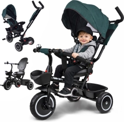 Bērnu trīsritenis 3 vienā ar jumtiņu TINY BIKE – Tumši zaļa