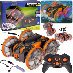 Amphibious stunt RC car 2-in-1 – drives on land and water, LED wheels