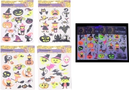 Fluorescējoši pagaidu tetovējumu uzlīmju komplekts Halloween 16,5 × 22 cm