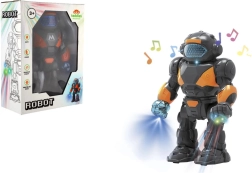 Staigājošs plastmasas robots ar gaismām un skaņām 22 cm