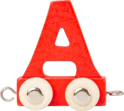 Small Foot koka vagoniņš ar burtu A – krāsainā alfabēta sērija