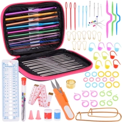 Tamborēšanas komplekts 100 gab. āķi 0,6–6,5 mm ar piederumiem maciņā