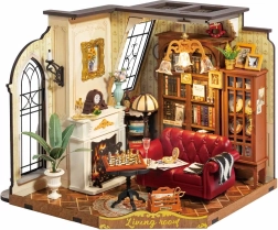 Rolife DIY 3D koka puzle dzīvojamā istaba ar LED apgaismojumu