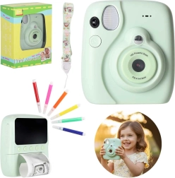 Kids instant digital camera 16× zoom, green, with accessory set