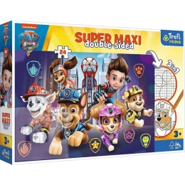 Puzzle Super Maxi 24 – PAW PATROL: THE MOVIE, abpusēja izkrāsojamā