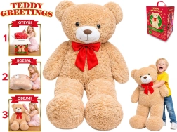 Teddy Greetings plīša lācis ar banti, 120 cm, bēšs