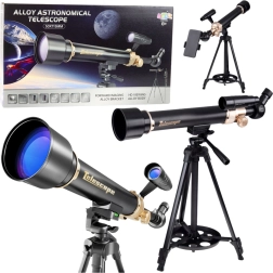 Alumīnija izglītojošs astronomiskais teleskops 50/500 ar statīvu un piederumiem