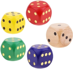 Koka spēļu kauliņš īpaši lielā izmērā (dažādās krāsās)