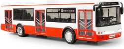 Autobuss runā latviski 28 cm sarkans ar inerci (pull-back) ar gaismām un skaņām