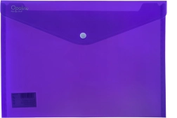 OPALINE A4 Plastic Snap-Button Wallet, Purple, 180 µm
