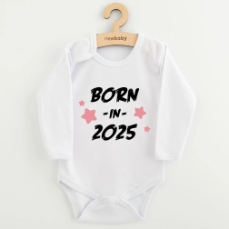 Bērnu bodijs ar apdruku New Baby Born in 2025 rozā 86