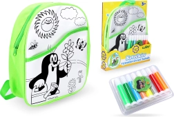 Izkrāsojams mugursoma Kurmis ar zaļu fonu 30 cm + 8 flomāsteri