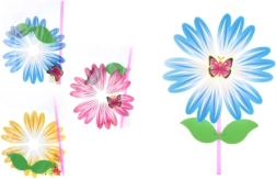 Flower pinwheel on a plastic stick