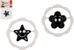 Plastmasas grabulītis un košļājamais riņķis 12 cm, melnbalts, no 0 mēnešiem