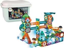 Gaismas magnētiskā bumbiņu trase kastē, 150 detaļas