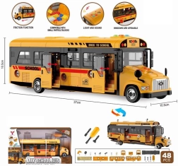 Build-it-yourself car – school bus (48 pieces)