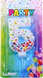 Ballīšu svece cipars 5 ar punktiem