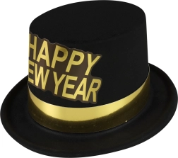 Melna Jaungada cepure ar zeltītu apmali Happy New Year