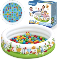 Bestway bērnu piepūšamais baseins un sausais baseins ar bumbiņām Sprouts & Spring 102 × 25 cm, 50 bumbiņas un rotaļlietas