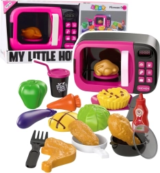 Bērnu mikroviļņu krāsniņa ar piederumiem, gaismām un skaņām – rozā