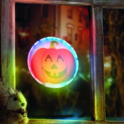 Halovīna pašlīmējošs LED rotājums ar ķirbi un RGB apgaismojumu