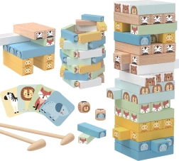 WOOPRIE Koka spēle Drebinošais tornis Dzīvnieciņi 82 gab.