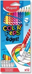 Krāsainie zīmuļi Maped Color'Peps Oops ar dzēšgumiju 12 gab.