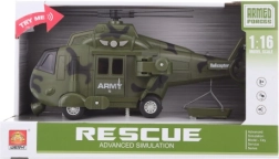 Militārais helikopters ar baterijām ar gaismu un skaņu