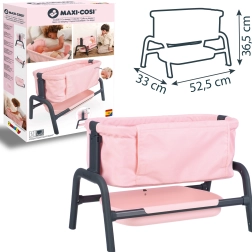 Smoby maxi-cosi quinny leļļu gultiņa 38 cm ar uzglabāšanas nodalījumu un regulējamu augstumu