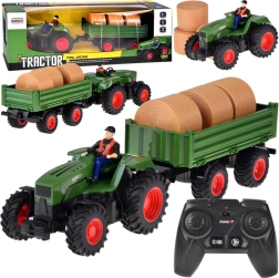 Bērnu RC traktors ar piekabi un siena ķīpām tālvadībai