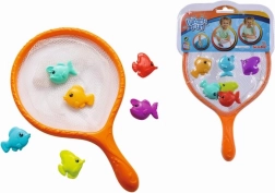 Uztveramais tīkls ar krāsainām zivtiņām