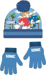 Sonic cepures un cimdu komplekts zilā krāsā