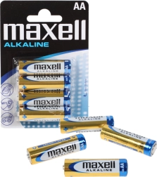 Sārmu baterijas MAXELL AA LR6, 1,5 V – iepakojumā 4 gab.