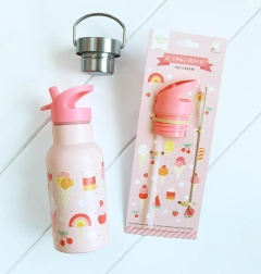 A Little Lovely Company aizvāku, birstītes un salmiņa komplekts nerūsējošā tērauda pudelei 350 ml – Zmrzlina