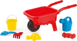 Plastmasas bērnu ķerra smiltīm, sarkana, ar 7 gab. komplektu