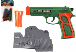 Kids' toy pistol with suction-cup darts and holster, 3 darts, plastic, 19 × 13 cm