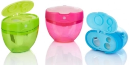 Triple sharpener with shavings container