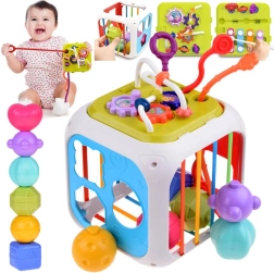 Izglītojošs aktīvais kubs ar formu šķirotāju un zvārguļiem