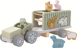 2Kids Toys koka auto ar dzīvnieciņiem un formu šķirotāju