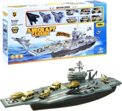 Liela militārā lidmašīnu bāzes kuģis – spēļu komplekts ar lidmašīnām un transportlīdzekļiem