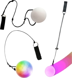 Spīdoša žonglēšanas LED bumba ar diegu, daudzkrāsaina