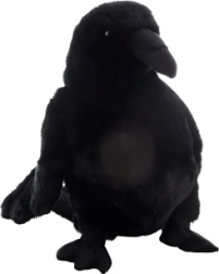 Videi draudzīga plīša kraukļa rokas lelle