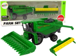 Zaļa kombaina rotaļlieta ar noņemamu piederumu – bērniem