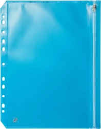 Blue Plastic Envelope with Euro Hanger and Zipper A4 Size