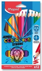Krāsainie zīmuļi MAPED Color'Peps Strong Jumbo 12 gab.